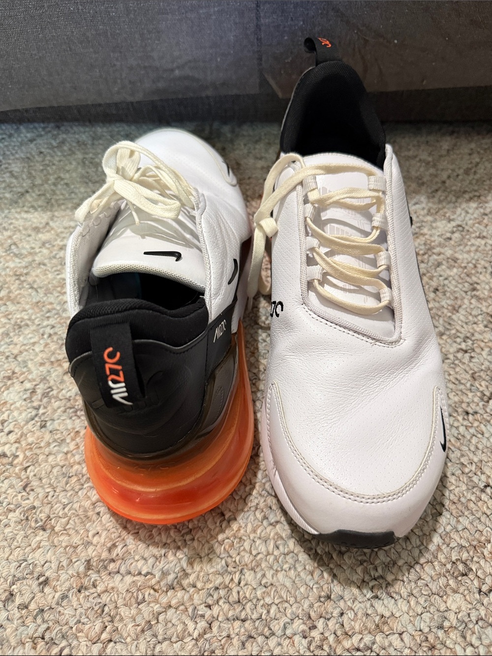 Nike White Black Orange Air Max 270 Sneakers